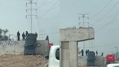 Automovilista en Tijuana “estrena” rampa cayendo desde el borde de construcción inconclusa