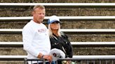 Auburn football coach Bryan Harsin attends Auburn-Hoover high school football game