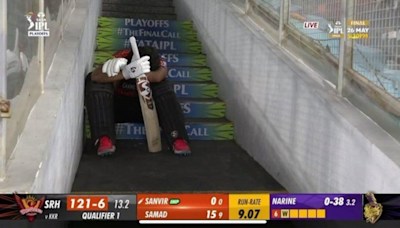 Rahul Tripathi in tears after unfortunate run-out in KKR vs SRH IPL 2024 Qualifier 1 | WATCH