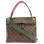 【二手名牌BRAND OFF】LOUIS VUITTON 路易威登 棕色 原花 PVC塗層帆布 綠色牛皮 Tuileries Hobo 两用包 M43155