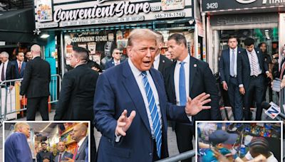 Trump vows to ‘straighten New York out’ while visiting bodega where clerk Jose Alba was hit with murder charge for stabbing an ex-con in self-defense