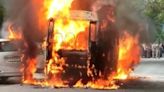 School van catches fire in Gwalior, villagers rescue students