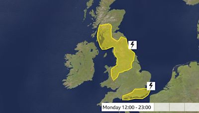 Thunderstorms hit UK on Bank Holiday Monday