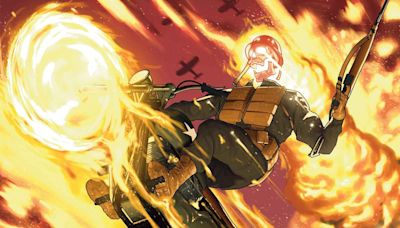 The Ghost Rider of WWII teams up with Wolverine, Nick Fury, Bucky Barnes, and more to take on demonic Nazis in Hellhunters