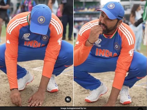 Rohit Sharma Eats Sand From Barbados Pitch After India's T20 World Cup Triumph, Video Goes Viral | Cricket News