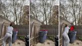 Salió a tirar la basura al patio de su casa y lo que encontró en un tacho la dejó en shock