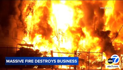 Massive fire destroys commercial building that housed truck parts business in Riverside