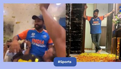 Rohit Sharma receives hero's welcome from childhood friends after T20 WC victory celebrations in Mumbai