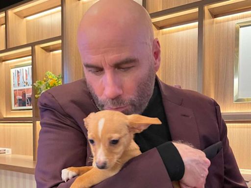 John Travolta Shares Throwback Pic of ‘Day We Adopted’ Dog Peanut ‘on Oscar Night’