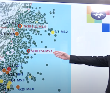 今連兩起「規模5以上地震」 氣象署曝「餘震分布圖」：整個破裂向北邊走