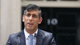 Rishi Sunak drowned out by protesters playing 'Things Can Only Get Better' as he announces snap election