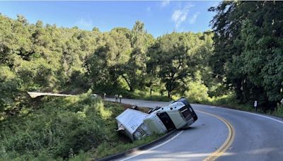 Overturned semi-truck shuts down Highway 152 near Watsonville – KION546