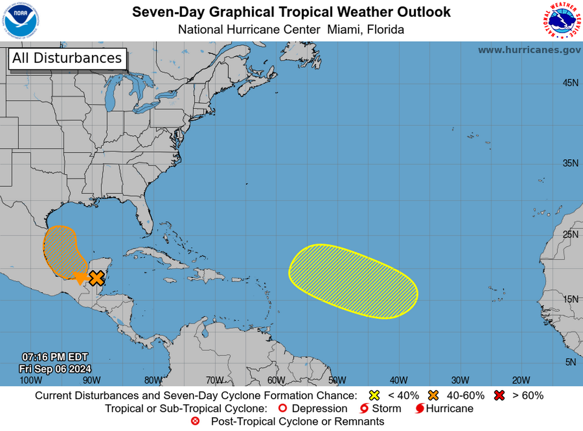 Busy ocean waters slim down to two tropical disturbances. A depression could form soon