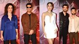 Gyaarah Gyaarah: Sanya Malhotra, Karan Johar, Kritika Kamra, and Raghav Juyal, spotted at the screening in Mumbai