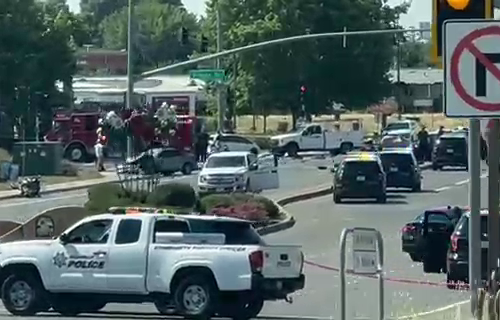 Vacaville intersection closed after major crash involving police motorcycle