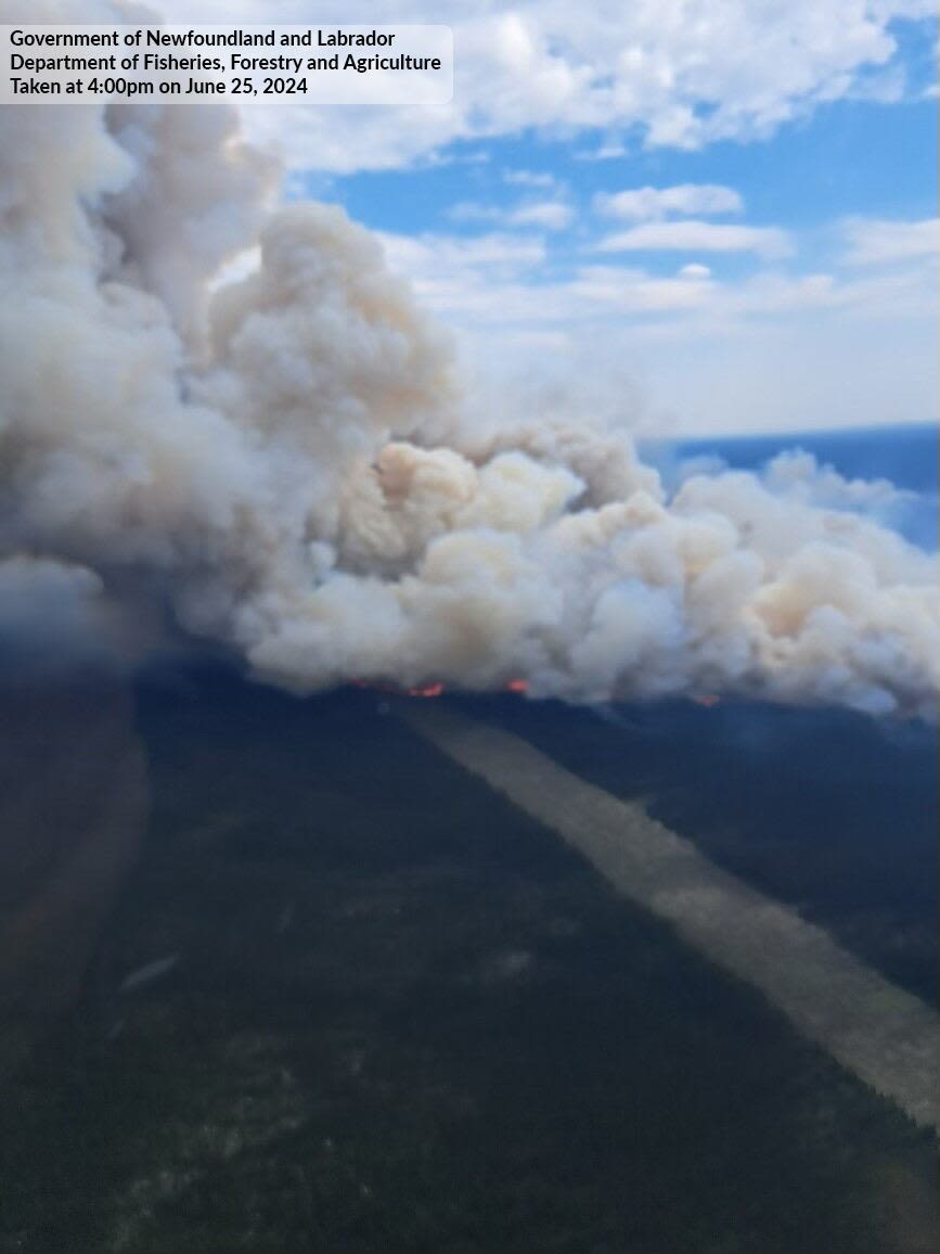 Rain in forecast as forest fire rages near evacuated Churchill Falls power plant