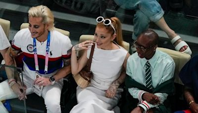 Ariana Grande and Cynthia Erivo cheer on Simone Biles at Paris Olympics