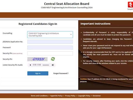 CSAB NEUT 2024 Round 2 Seat Allotment Released at csab.nic.in: Direct Link - Times of India