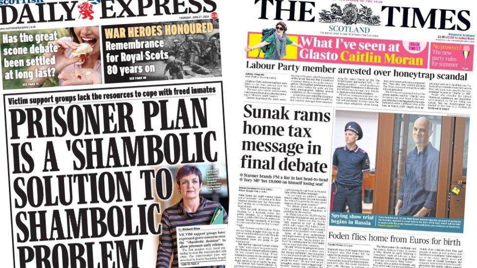 Scotland's papers: Early prisoner release and election debate fallout