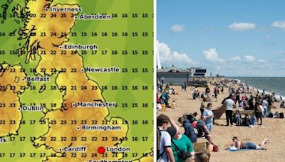 UK weather maps turn orange as exact date of next 77F 'mini heatwave' revealed