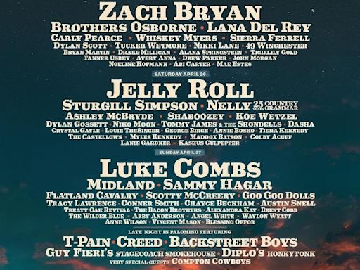 Stagecoach 2025: Zach Bryan, Jelly Roll and Luke Combs to Headline