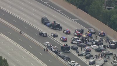 91 freeway in Anaheim closed as pursuit comes to an end