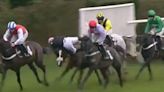 Jockey Joe Anderson hangs off horse’s neck before securing incredible win at Plumpton