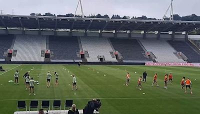 Ireland training in Páirc Uí Chaoimh ahead of Euro 2025 qualifier against France tomorrow
