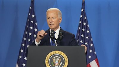 In highly watched appearance, Joe Biden lauds NATO as he blasts Putin, Trump