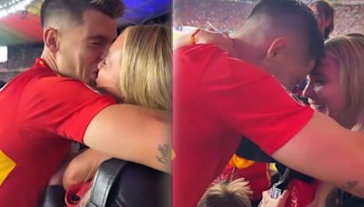 Las lágrimas y el beso de Álvaro Morata con Alice Campello tras el pitido final: salió corriendo a abrazar a su familia