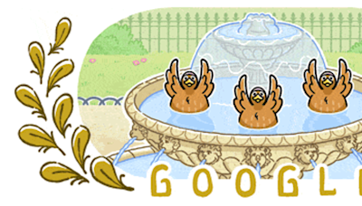 Google doodle on August 5: celebrating artistic swimming at the Paris Olympics