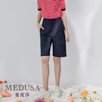 現貨【MEDUSA 曼度莎】深藍中線直筒短褲（M-XL）｜女短褲 休閒短褲 顯瘦短褲