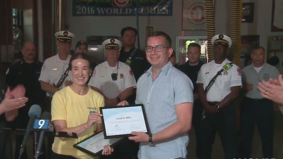 Bystander honored for efforts that helped save baby outside Wrigley Field