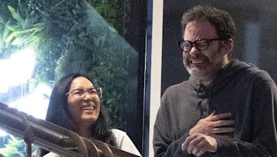 Bill Hader and Ali Wong can't stop giggling as the comedians leave loved-up date at Sushi Park on rare public outing