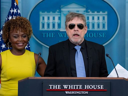 Star Wars actor Mark Hamill calls president Joe-bi Wan Kenobi during surprise White House visit