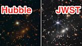 Side-by-side photos show how much more powerful NASA's new James Webb telescope is than Hubble