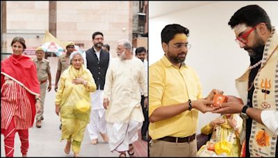 Where is Aishwarya, Aardhaya?: Fans ask as Jaya Bachchan, Abhishek, Shweta offer prayers at Kashi Vishwanath temple