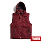 EDWIN 異素材剪接鋪棉背心-男-朱紅色