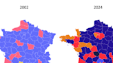 Vague RN, disparition de LR… Visualisez en cartes la recomposition politique de la France