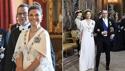 Crown Princess Victoria of Sweden is image of glamour in white gown