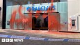 Barclays branches covered in red paint in pro-Palestine protest