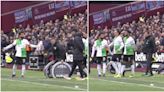 Mo Salah involved in heated touchline spat with Jurgen Klopp before coming on v West Ham