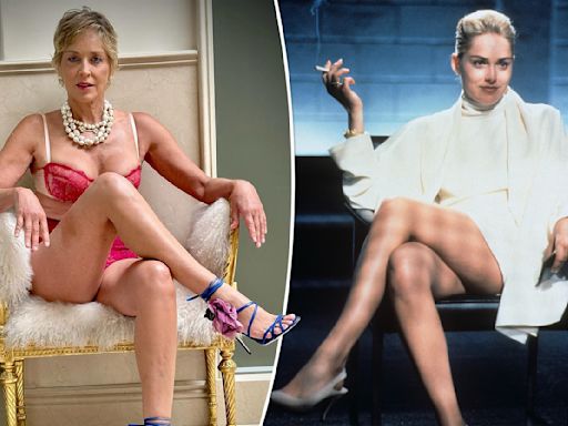 Sharon Stone recreates notorious ‘Basic Instinct’ leg cross scene in red lingerie