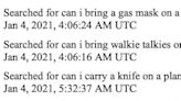A January 6 defendant's Google search history outlines a timeline of the Capitol riot events — and a reference to 'Anchorman' — law enforcement says