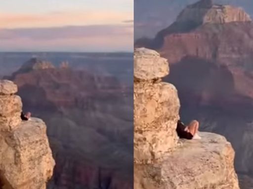 Tourists criticised for ignoring no entry signs to do yoga poses on dangerous Grand Canyon ledge