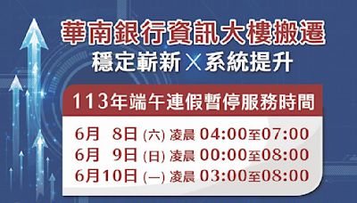 端午連假凌晨暫停服務 強化資安 華銀搬遷資訊大樓