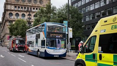 Cops swarm city centre with areas taped off after liquid 'thrown at bus driver'