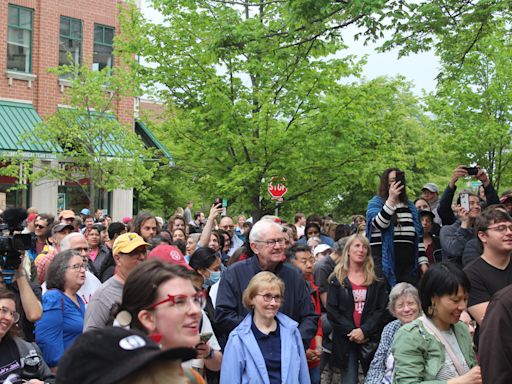 Hundreds gather for IU faculty-led protest calling for Whitten, Shrivastav's resignations