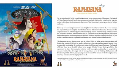 ‘Ramayana: The Legend of Prince Rama’ to hit theaters in Tamil, Telugu, and Hindi on this date