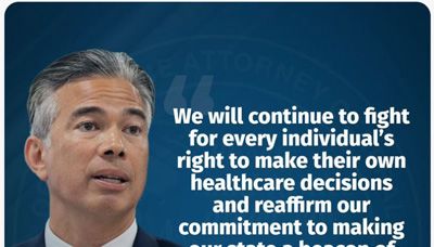 California Attorney General Bonta Remains Committed to Protecting Reproductive Healthcare Providers and People Seeking Reproductive Healthcare